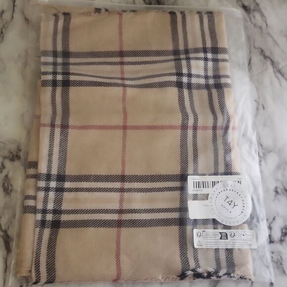 Chic Plaid Fringe Winter Scarf Super Soft Cashmere Feel Polyester - Picture 4 of 12